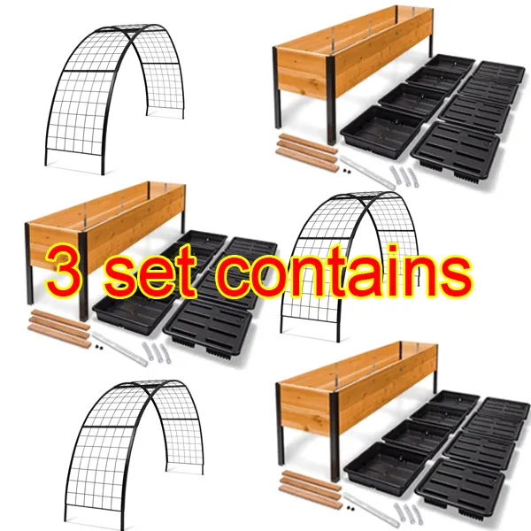 🌷2025B Clearance Sale 🔥8' X 2' x 4' Self-Watering Eco-Stained Elevated Planter Box+ Arch Trellis