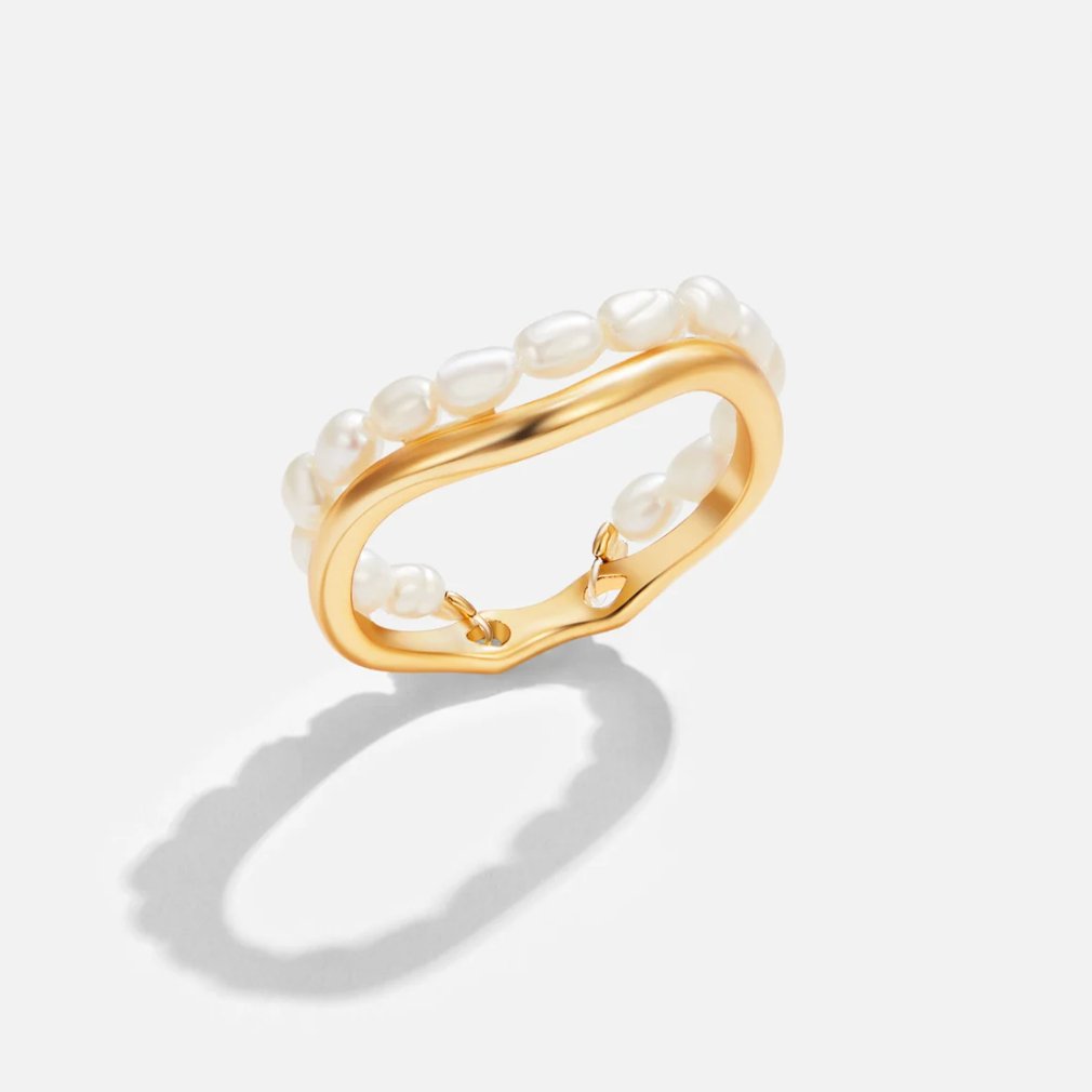 Orelia Pearl Double Layer Ring
