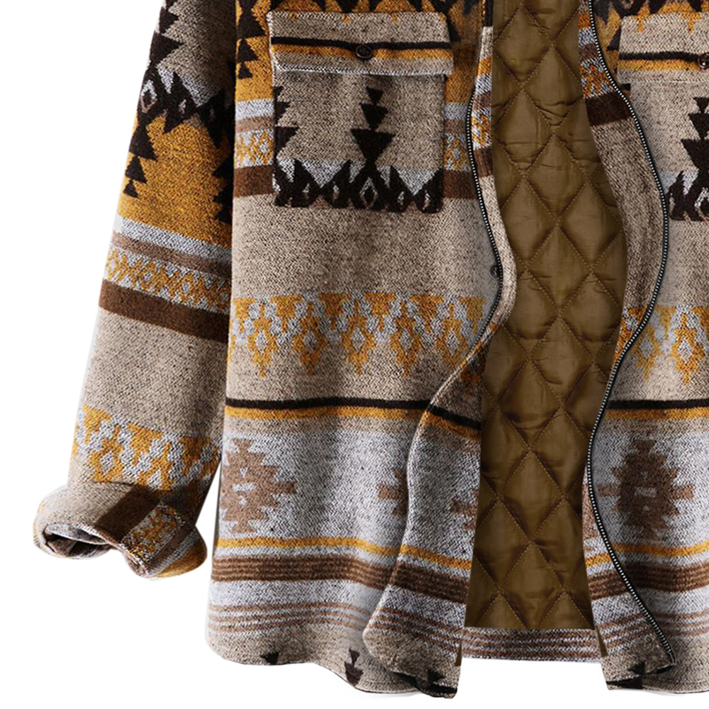 Men's Autumn & Winter Outdoor Casual Folk Style Geometric Pattern Jacket