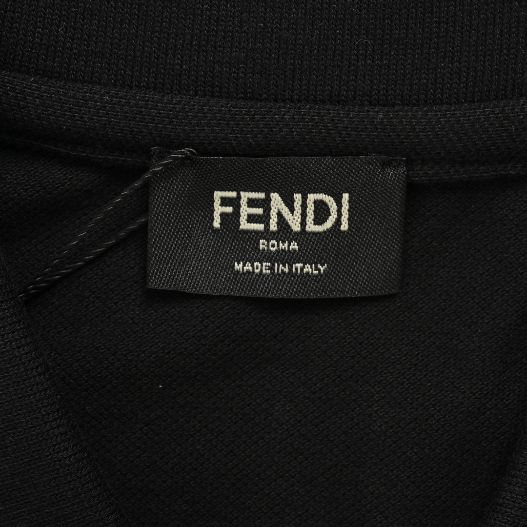 Fendi 24ss collar FF embroidered ribbon Polo short sleeve
