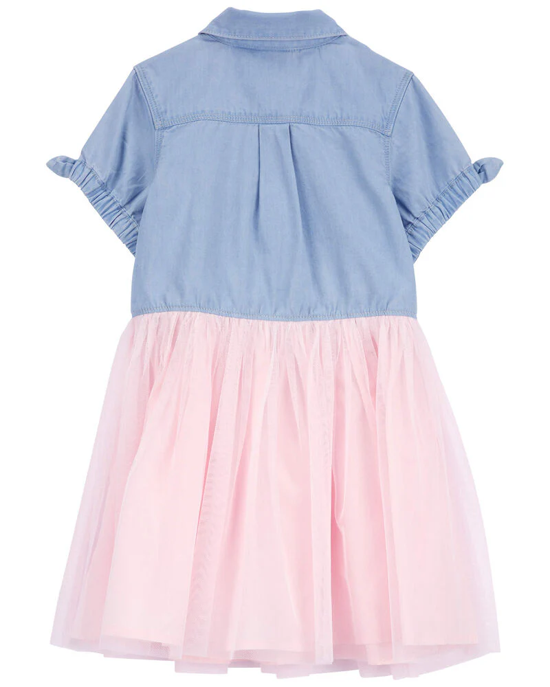 Oshkosh Mixed Fabric Denim Dress