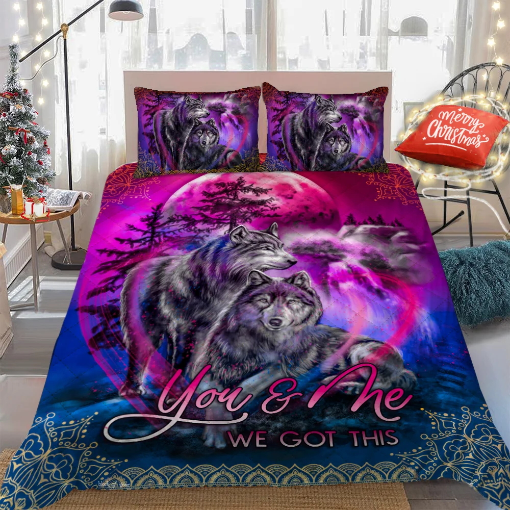 You & Me We Got This Wolf Quilt Bed Set