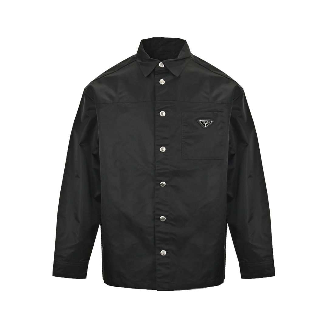 Prada 24Fw high-density triangle logo nylon shirt jacket