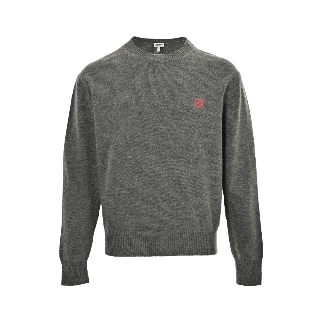 Loewe 24Fw small floral logo embroidered wool crew neck sweater