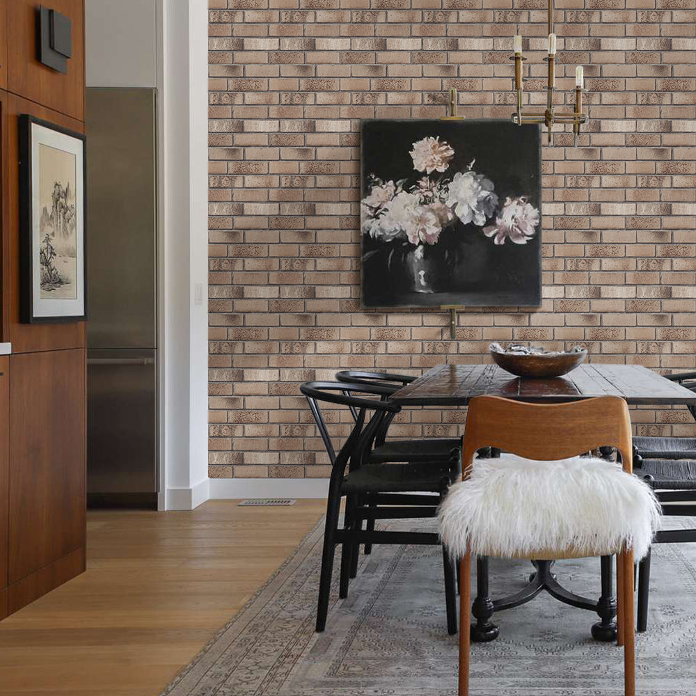 3D Coffee Brown Brick Peel and Stick Wall Tile