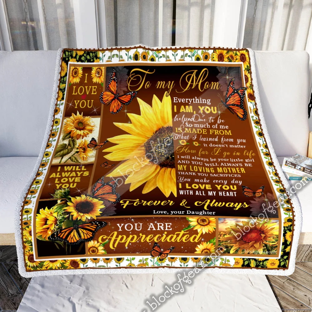 To My Mom, Butterfly Sunflower Sofa Throw Blanket THN1888