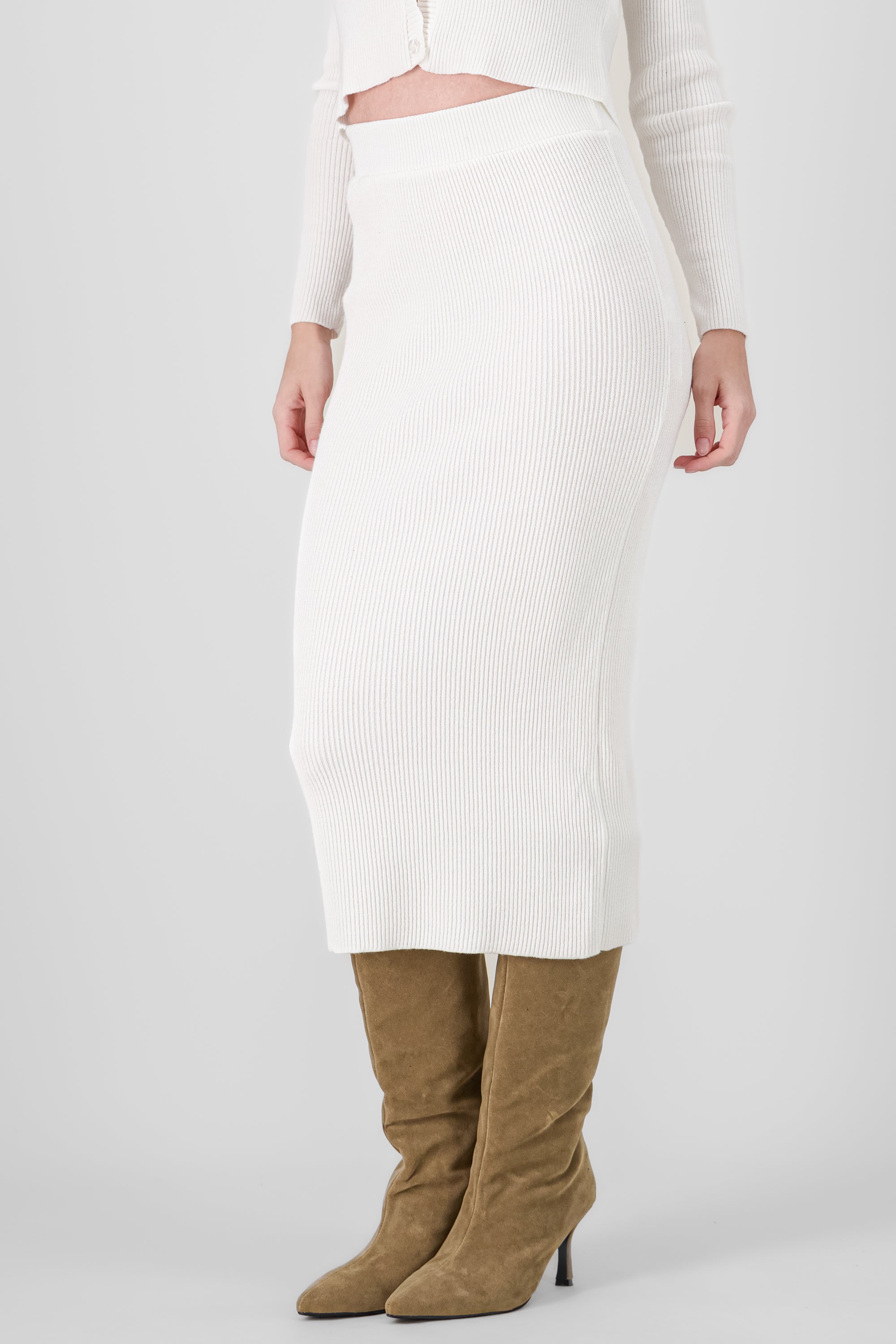 Knit Ribbed Midi Skirt