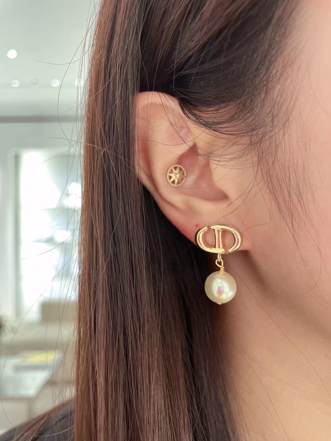 Dior CD Pearl Earrings