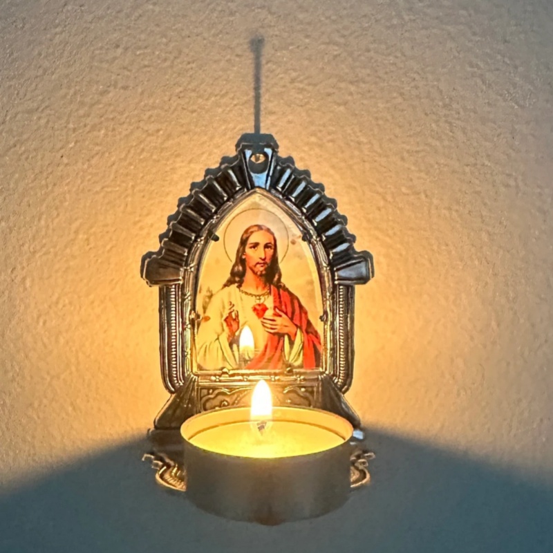 Candle holder- Jesus/Our Lady