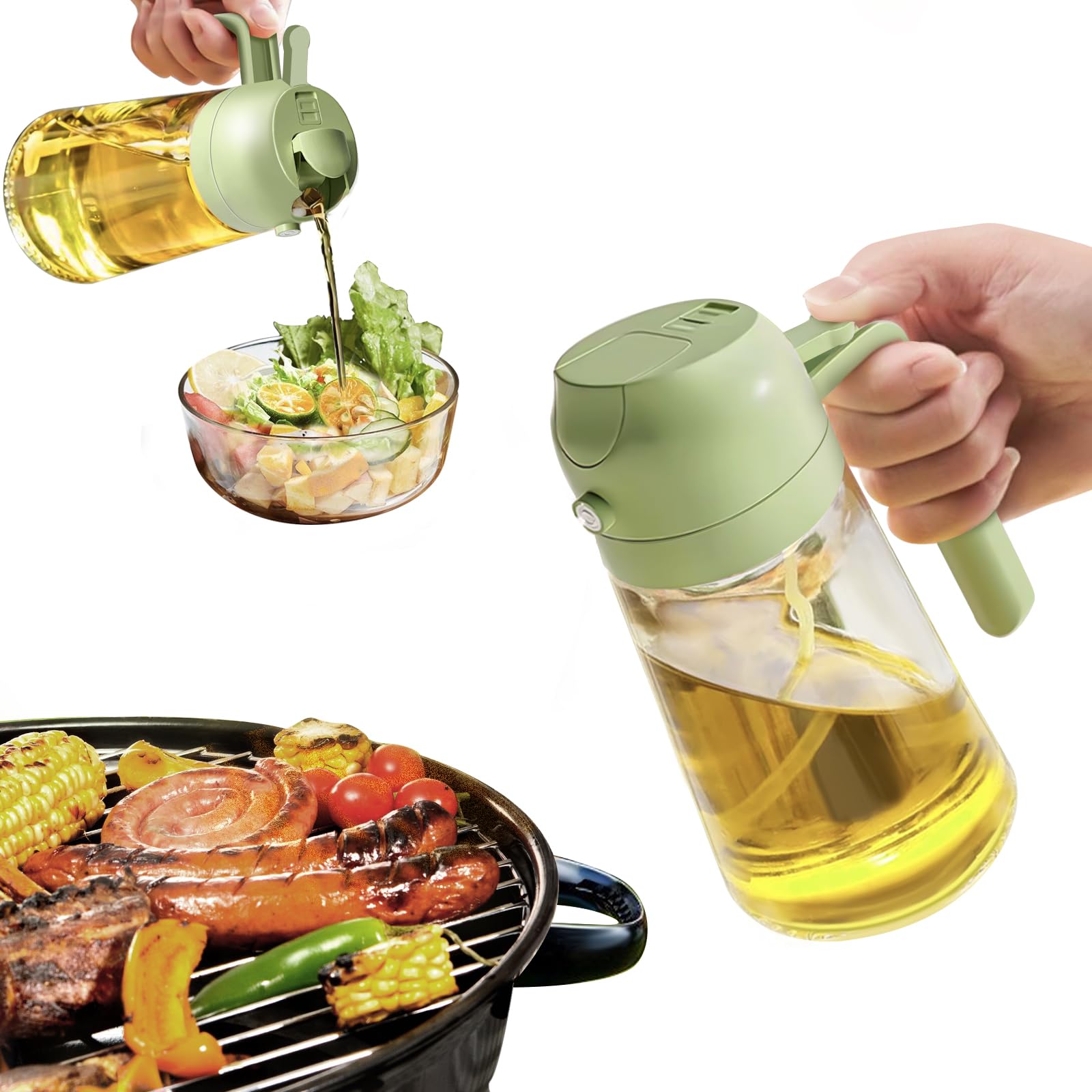 ❤️Early Mother's Day Sale 60% OFF❤️Oil Sprayer for Cooking, 2 in 1 Olive Oil Dispenser Bottle for Kitchen