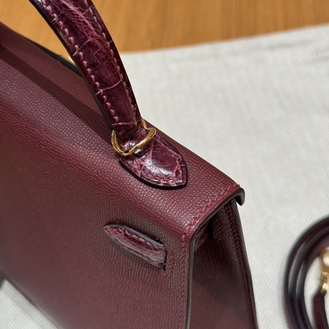 Hermes mini kelly 2 55Rouge H57Bordeaux (handmade)