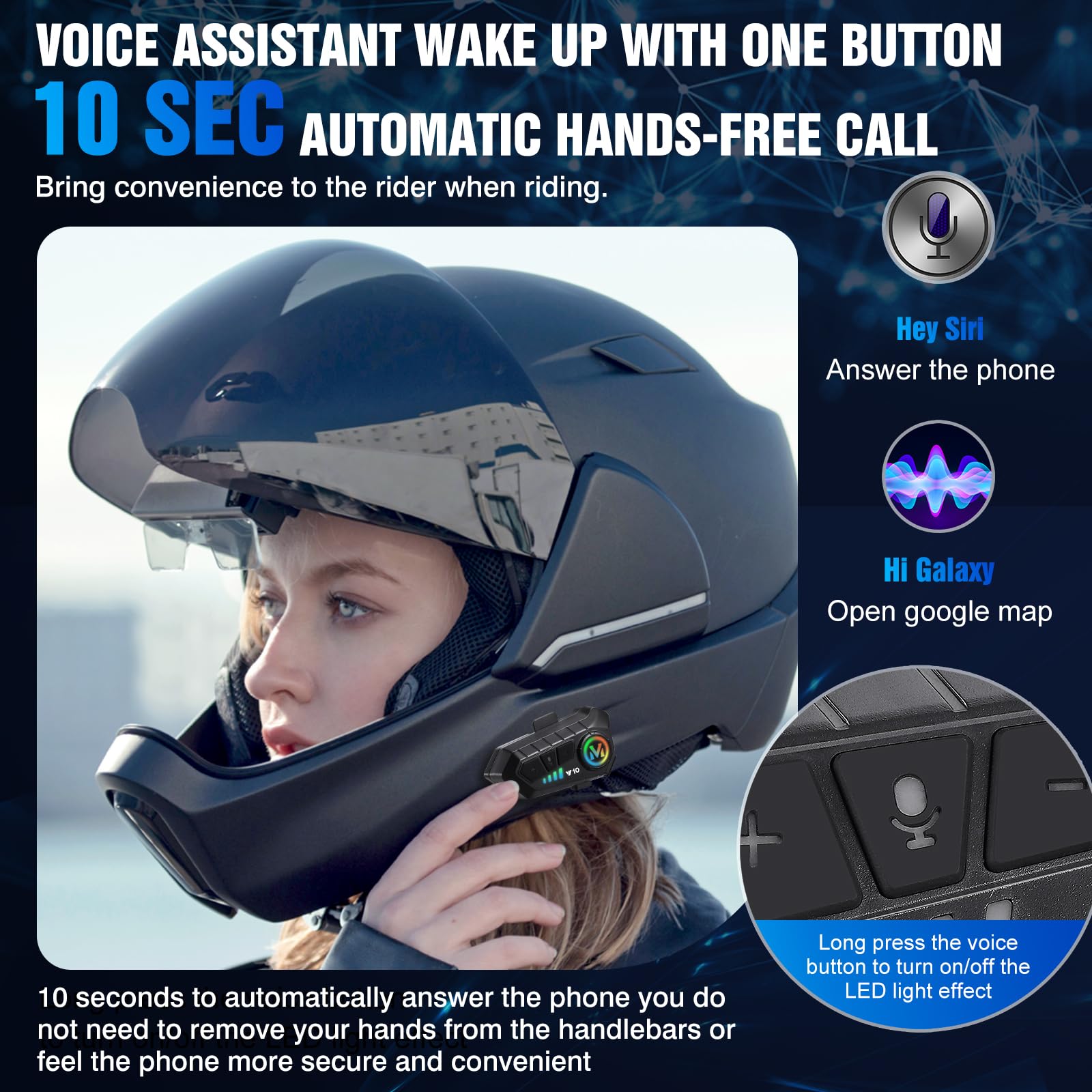 🔥ON SALE - 50% OFF🔥Motorcycle Helmet Speaker, IPX6 Automatic Answer/Call Music Control/Intelligent Noise/Wake up Siri, Compatible with All Helmets