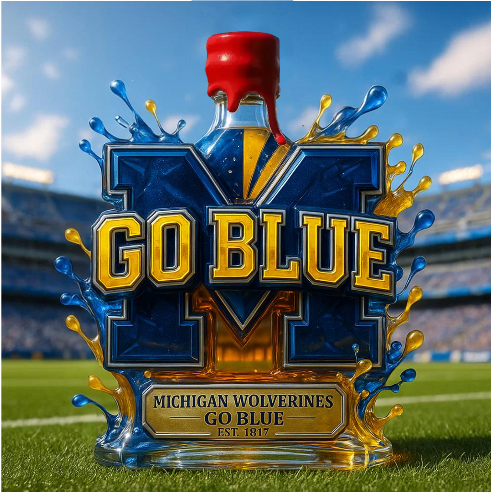 University of Michigan Wolverines “Go Blue” Commemorative Whiskey Bottle 💙🏈👑