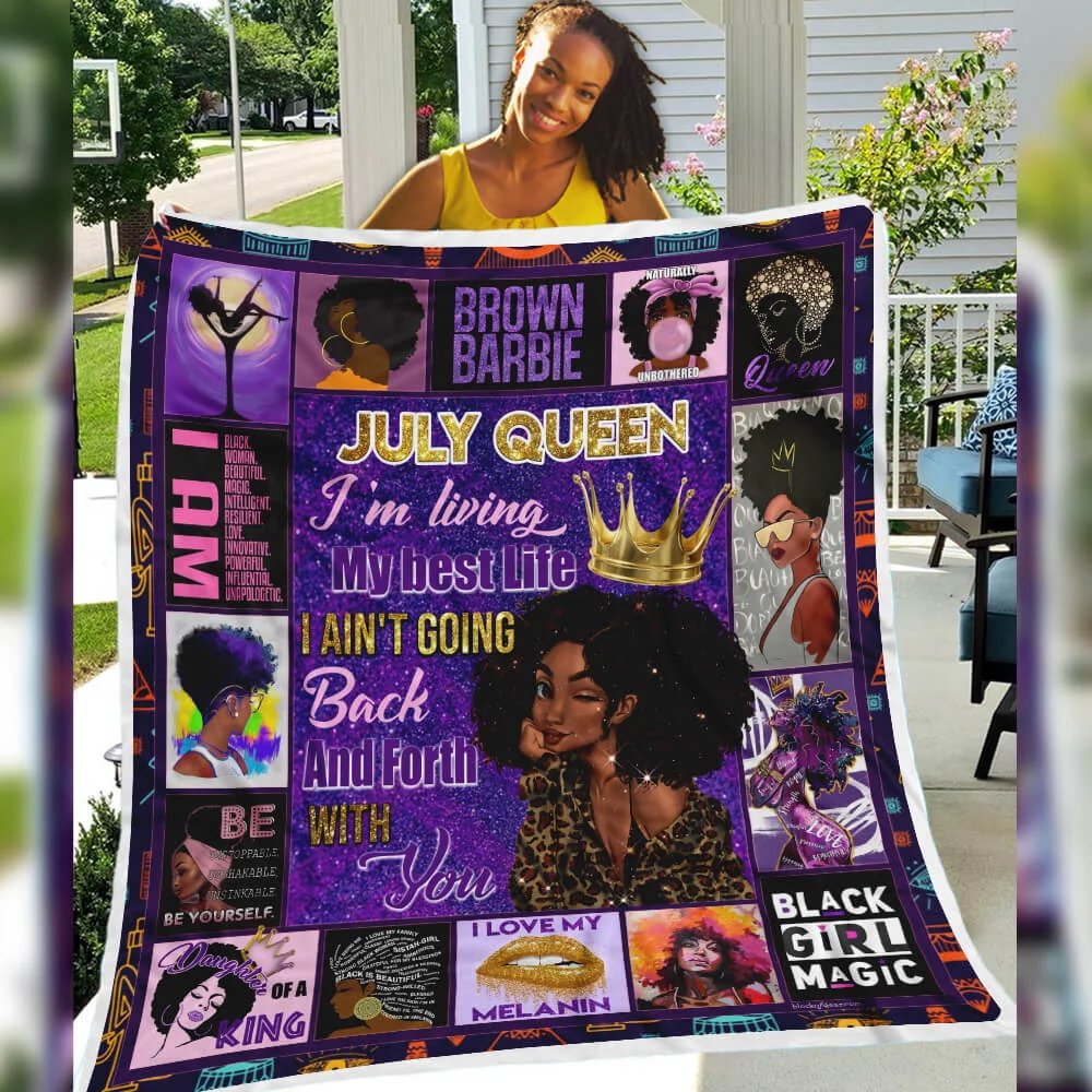 July Girl Black Queen Sofa Throw Blanket