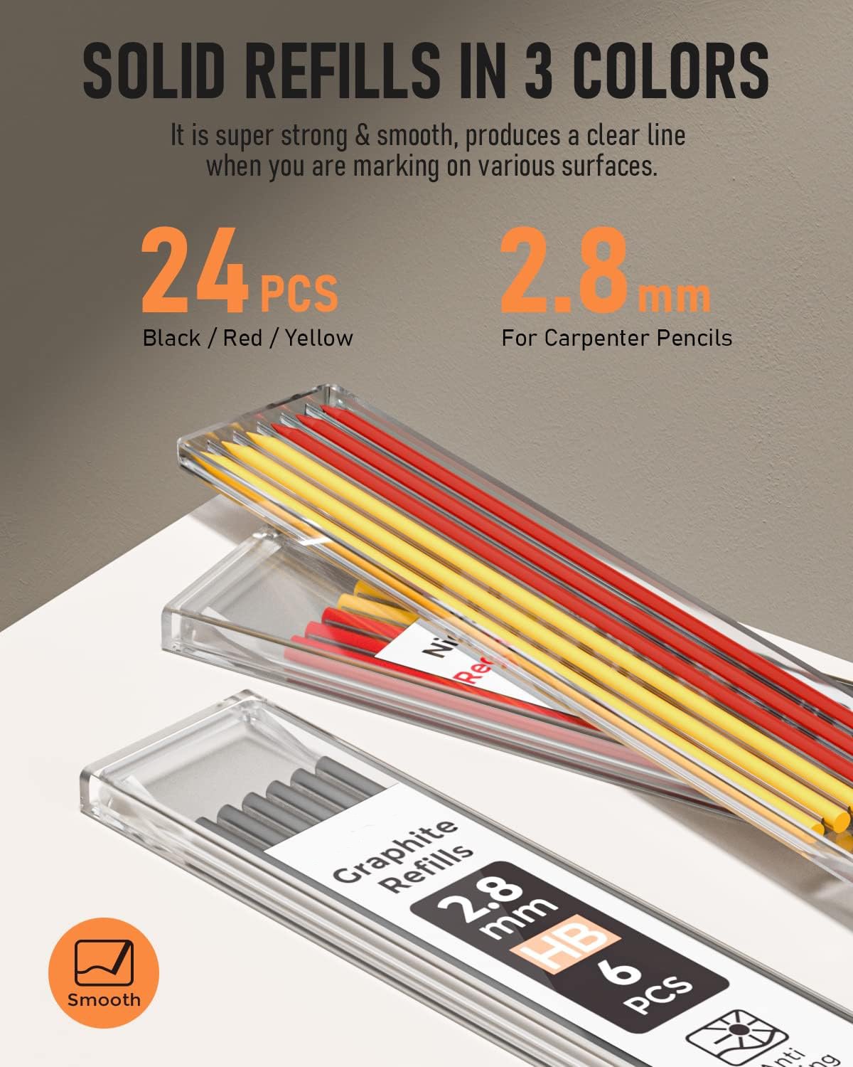 Carpenter Pencil with Sharpener, Mechanical Pencils Set with 24 Refills, Deep Hole Marker for Construction, Heavy Duty Woodworking Pencils for Architect