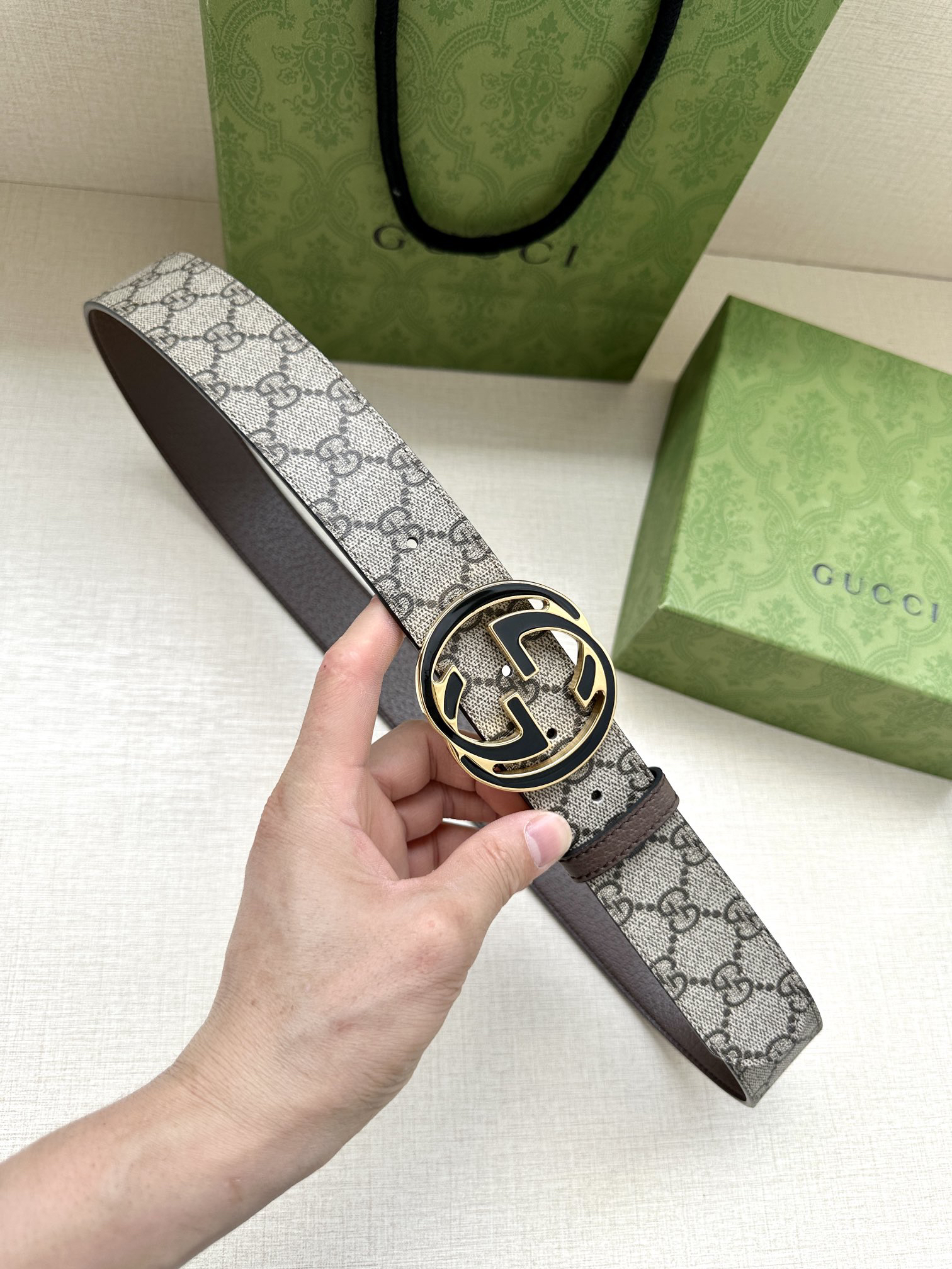 Gucci Marmont printed leather belt 3.8cm wide