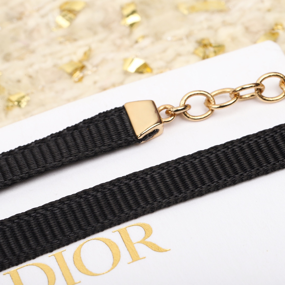 Dior nine-bead ribbon choker necklace