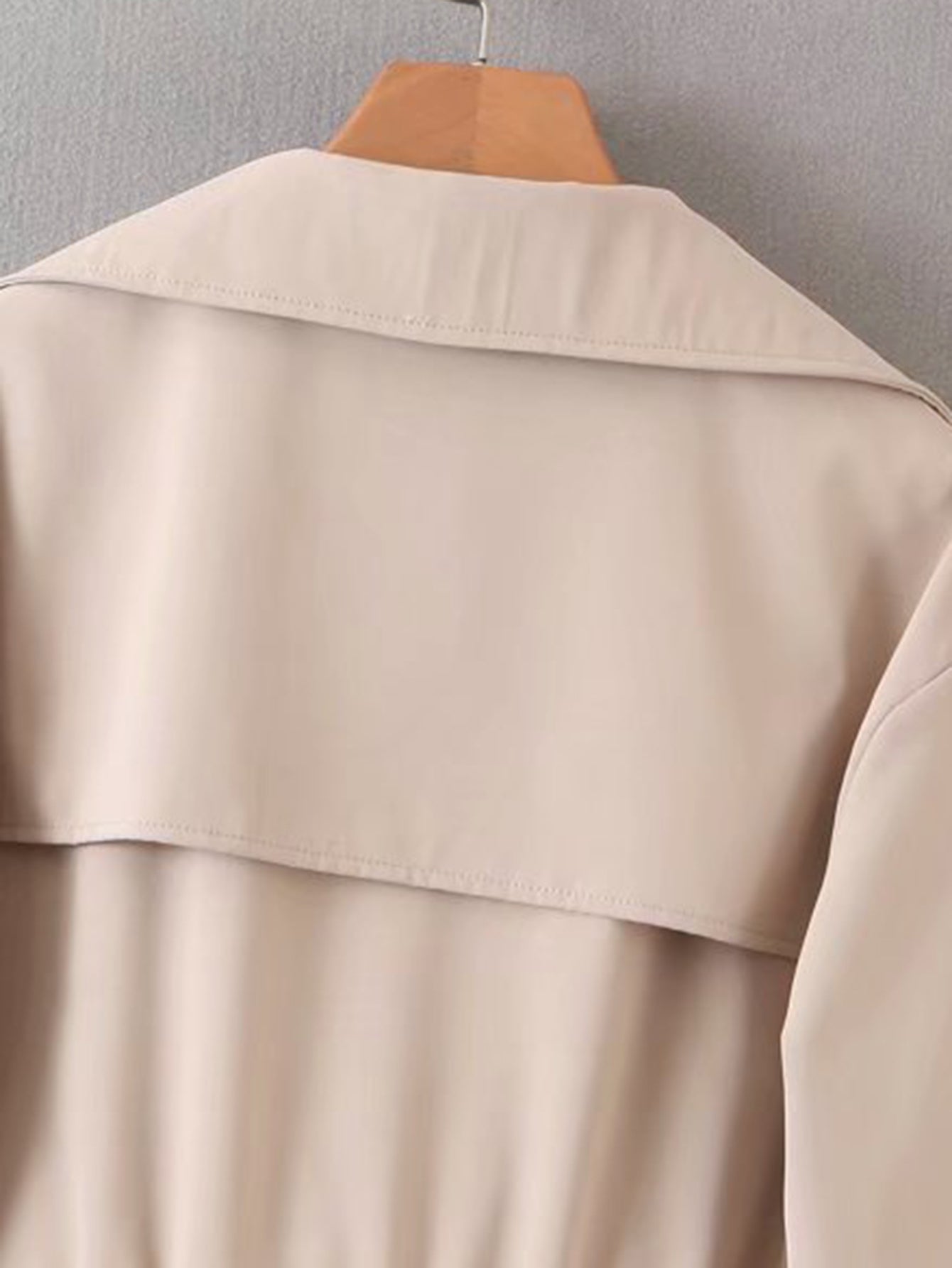Dual Pocket Roll Up Sleeve Drawstring Trench Coat