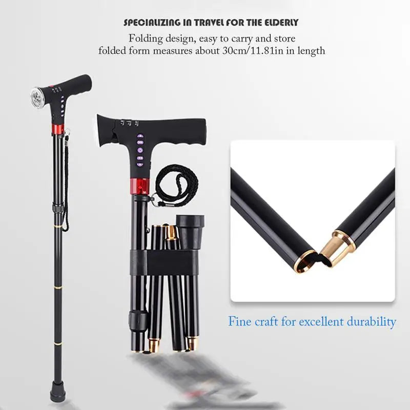 🔥ON SALE🔥Telescopic Folding Cane With Alarm LED Radio