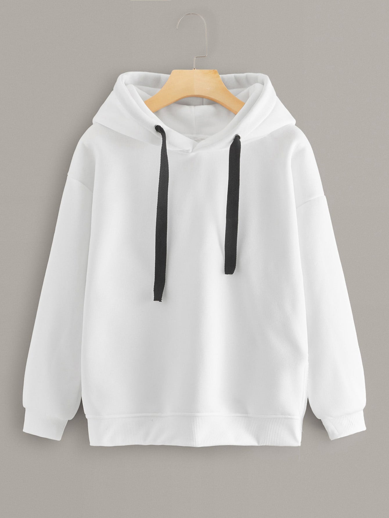 Drop Shoulder Drawstring Hooded Sweatshirt