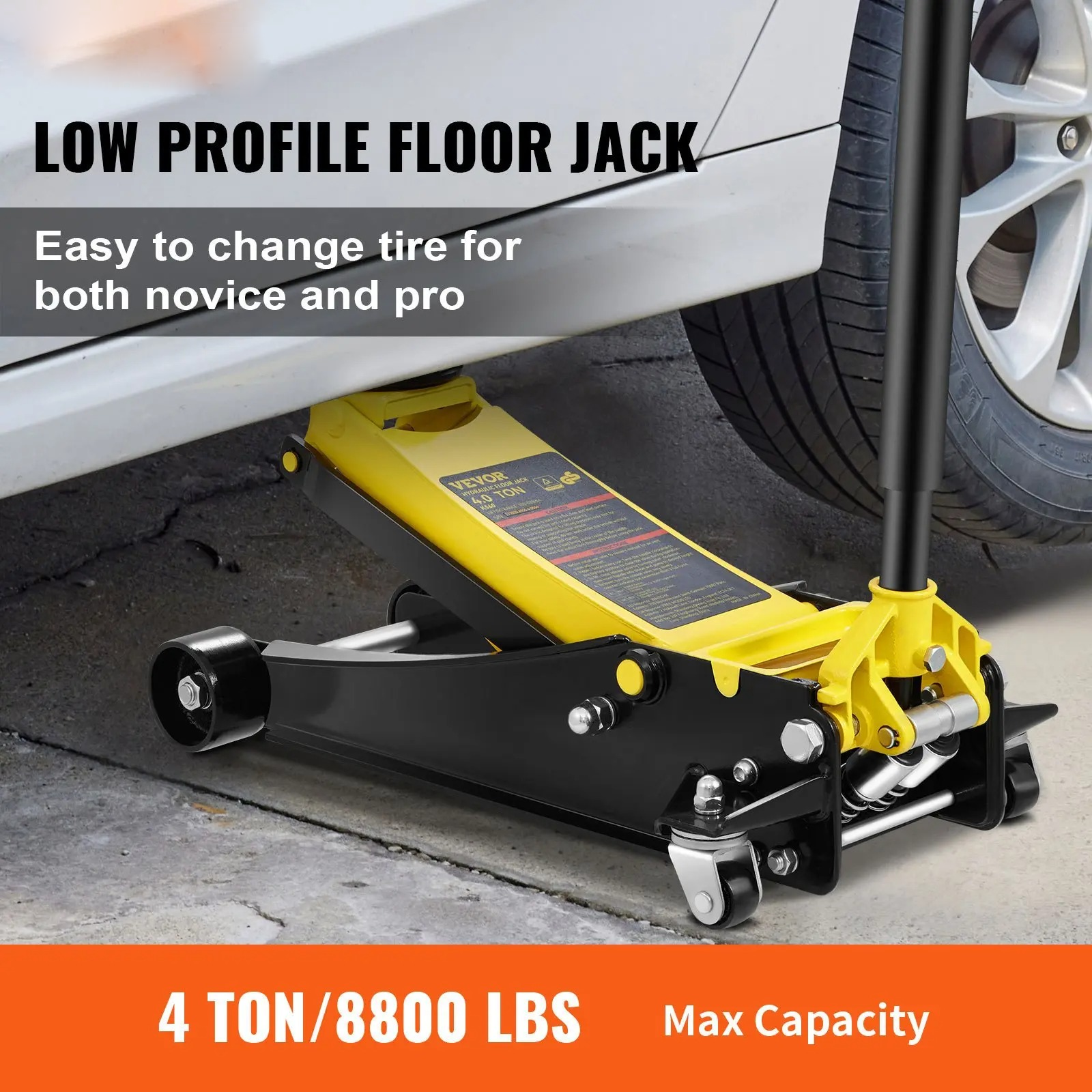 Low Profile Floor Jack 4 Ton Heavy Duty Steel Dual Piston Rapid Pump Portable Car Wheel  Super Brand Day
