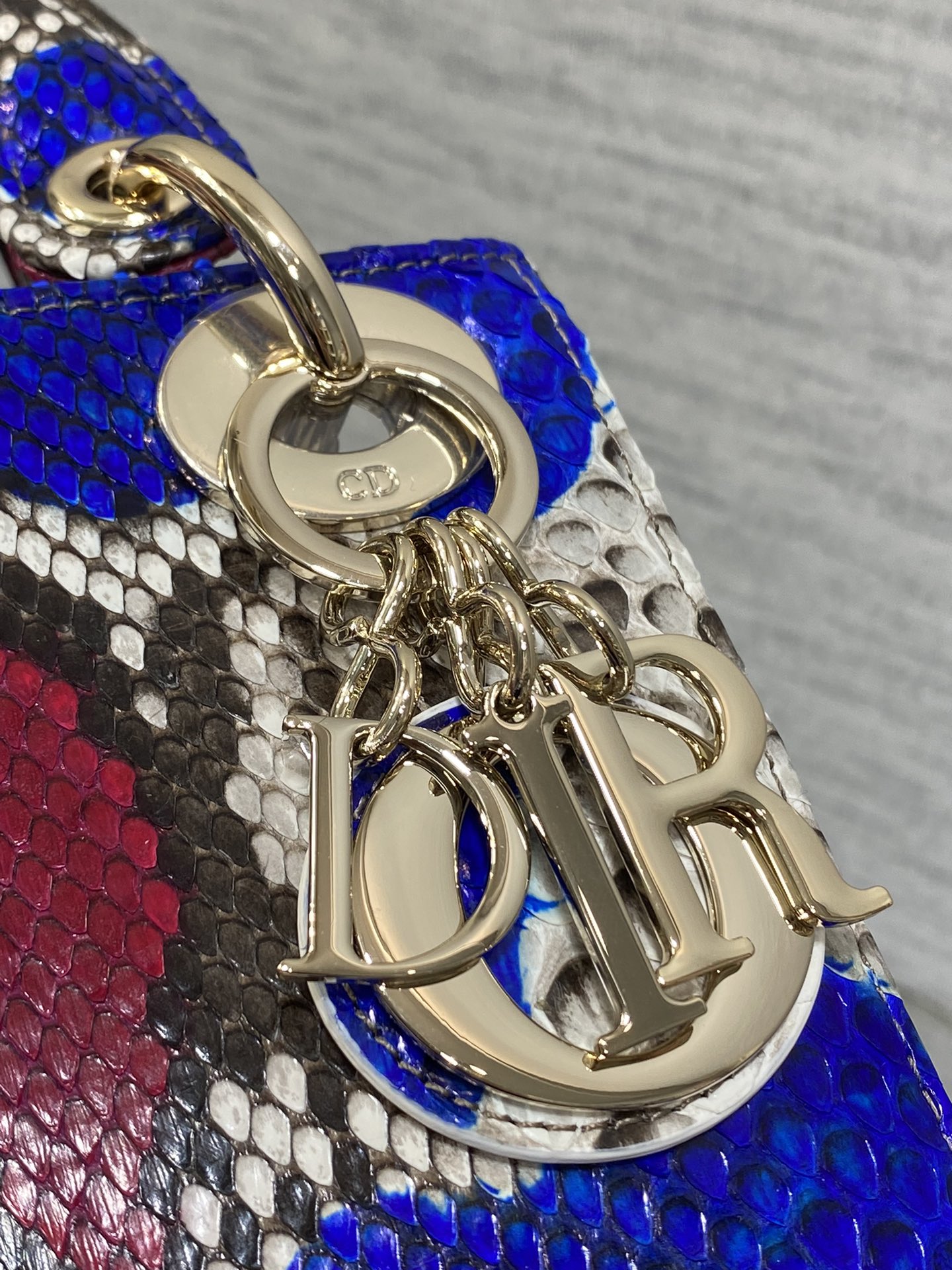 Dior Lady three-grid rare snakeskin Princess Diana bag