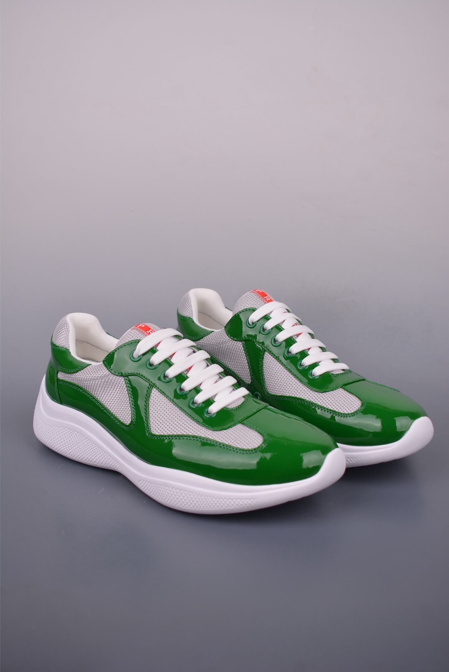 Prada America’s Cup patent leather bright green gray white 4E3400_ASZ_F0F5C