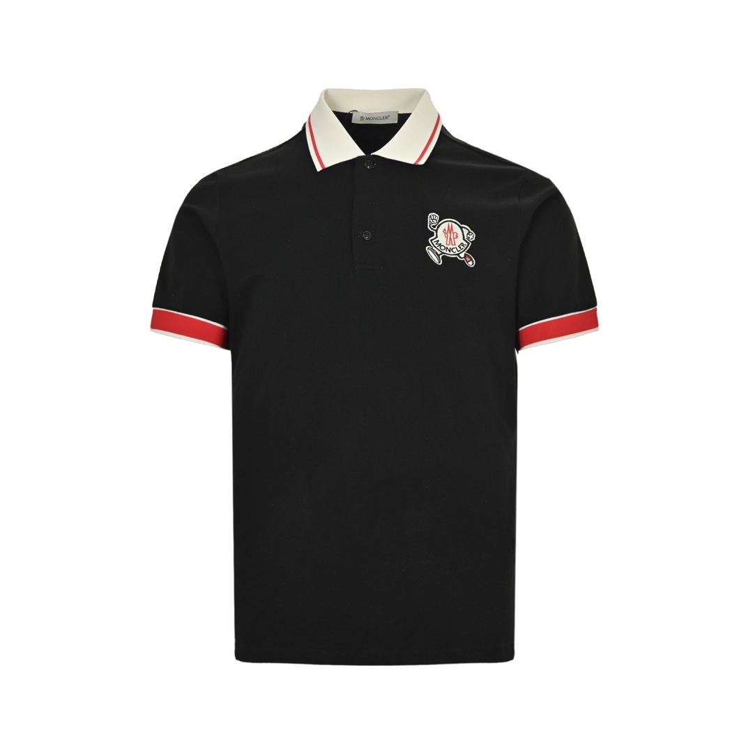 Moncler 24ss running man embroidered Polo short sleeve