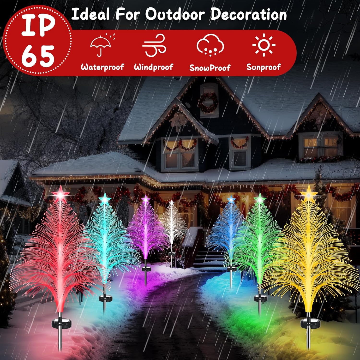 🔥Christmas Promotion 49% off - 🎄7 Color Changing Solar Christmas Trees Lights🎄