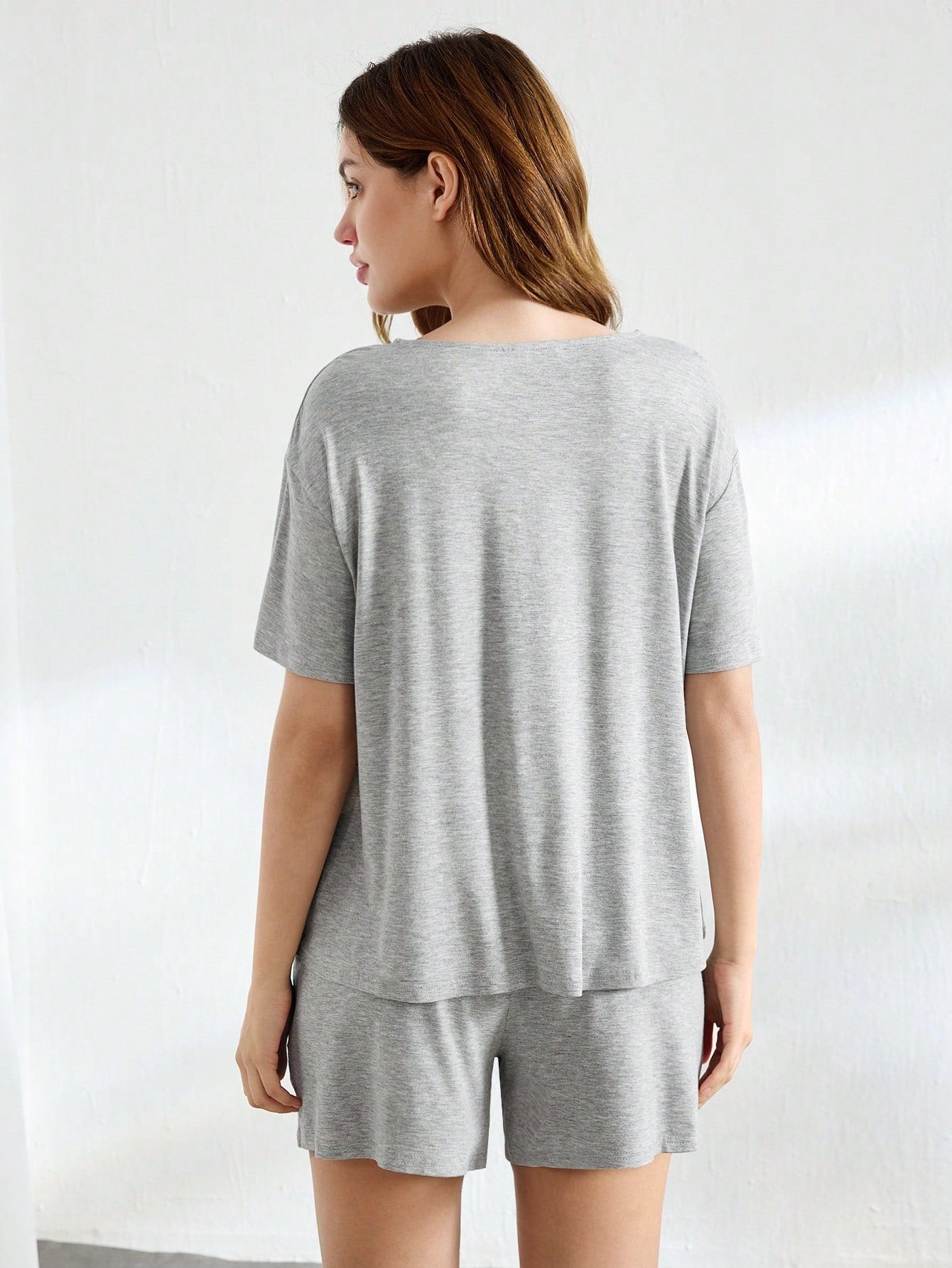 Spring Summer Simple Solid Color Home Suit Comfortable Thin Two Piece Set Women