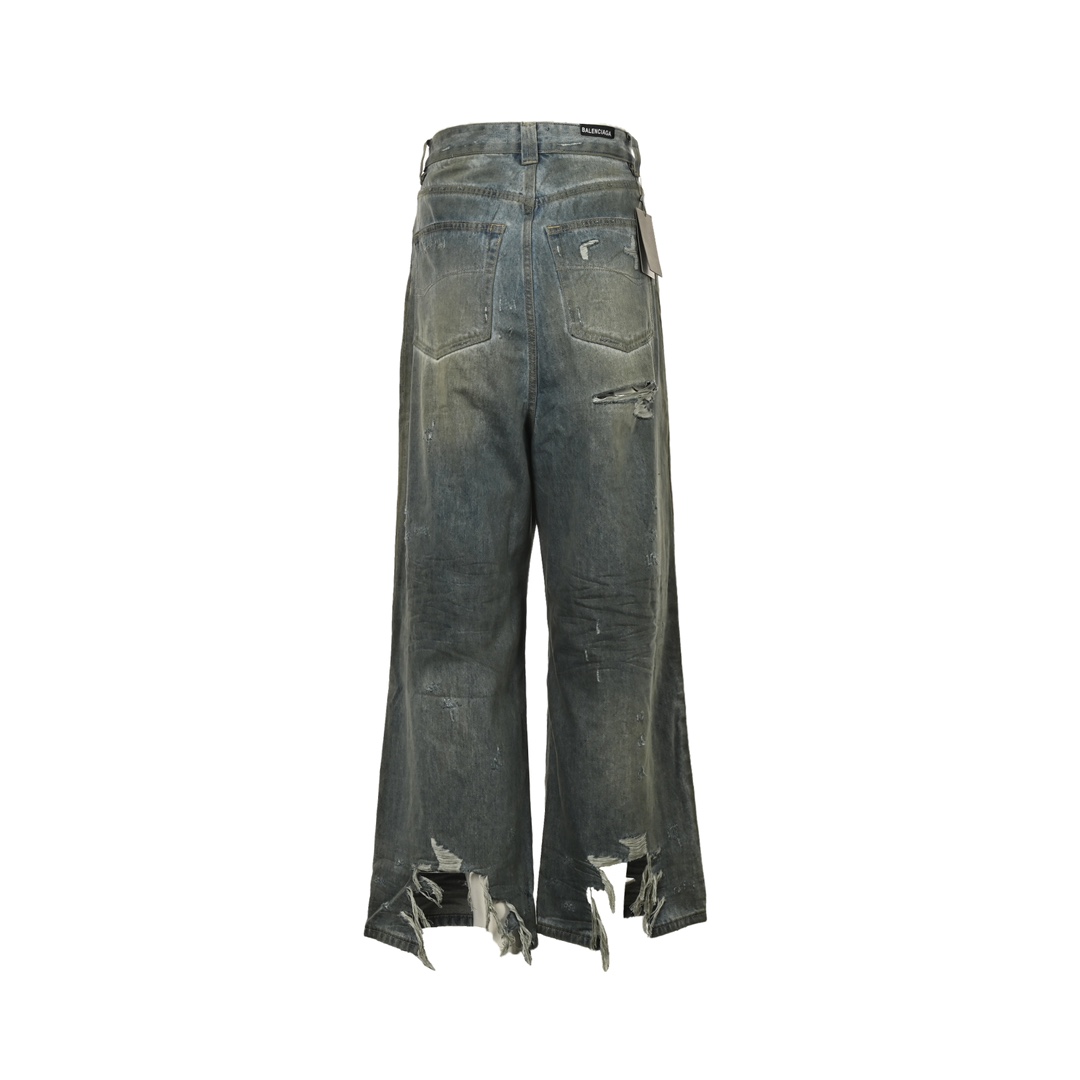 Balenciaga Destroyed Mud-dyed Jeans