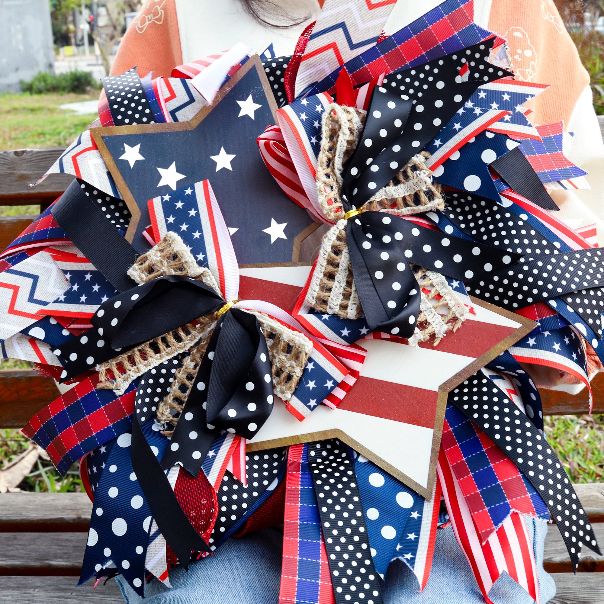 🔥[SAVE 50% OFF]--20 Inch/50cm Handmade American Patriotic Star Wreath -BUY 2 FREE SHIPPING