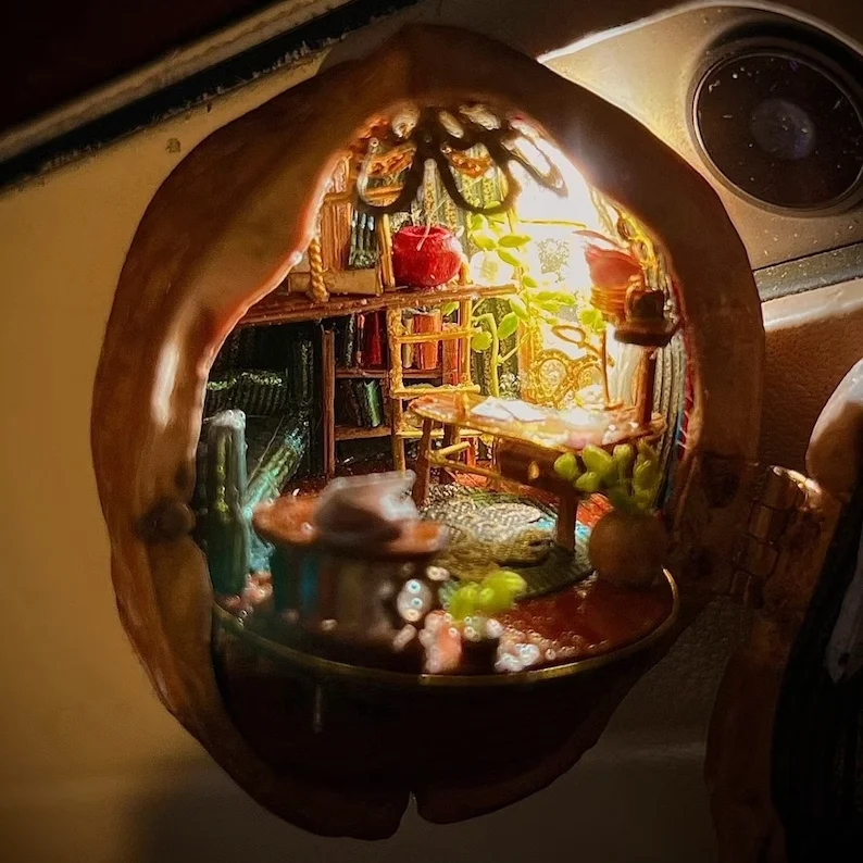 Last Day Special Sale - 75% OFF🏠Handmade Walnut Shell Doll House--mini library, tiny World inside walnuts