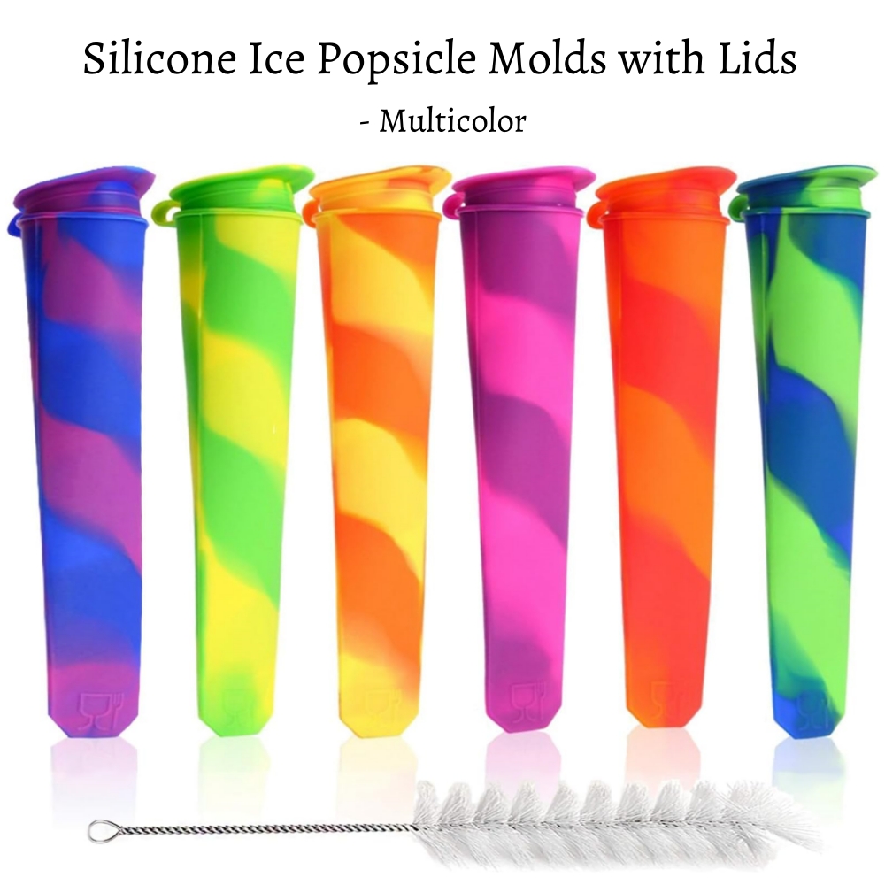 🔥On Sale🔥Food Grade Silicone Ice Popsicle Molds With Lids 6 Pack