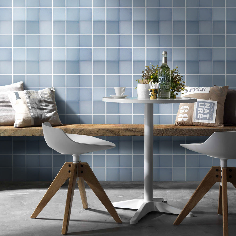 3D Slate Blue Ceramic Square Peel and Stick Wall Tile