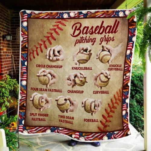 Baseball Pitching Grips Quilt Blanket