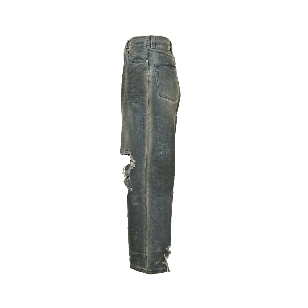 Balenciaga Destroyed Mud-dyed Jeans