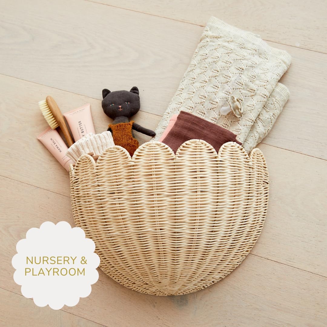 🔥On Sale🔥Scalloped Wicker Wall Basket - Hand Woven Basket