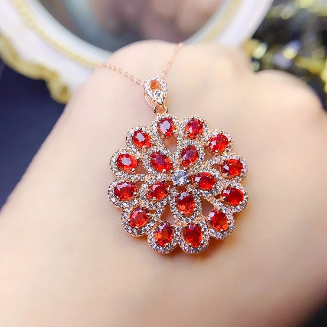 Ruby Necklace Women's Silver 925 Simple atmospheric jewelry Free shipping Women's Pendant gem Gift necklace Pendant