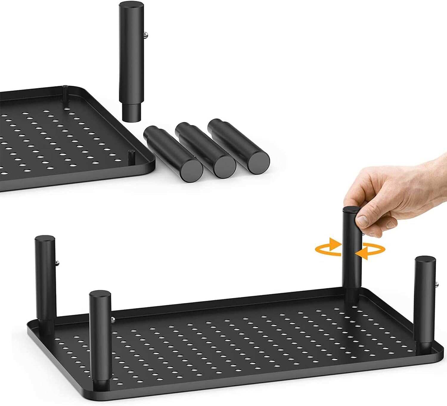 Computer Monitor Stand Riser,Monitor Riser for Laptop, Printer, Notebook and All Flat Screen TV Display with Vented Platform,3 Height Adjustable Laptop Riser,1 Pack,Black(MST003)