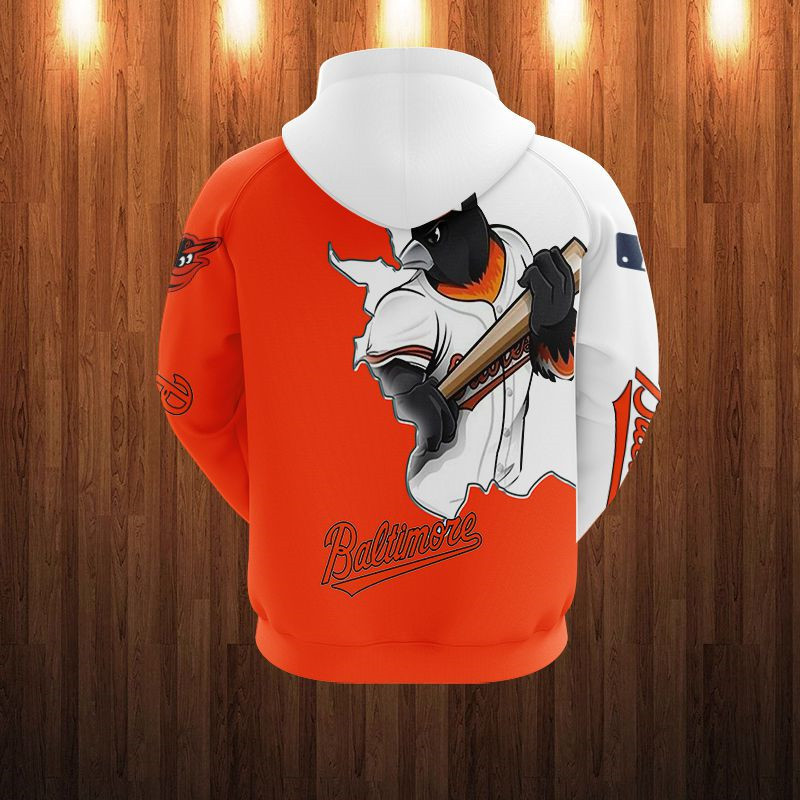 BALTIMORE ORIOLES HOODIES 3D MASCOT DESIGN