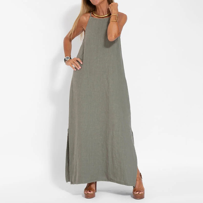 Retro Split Strap Comfy Maxi Dress
