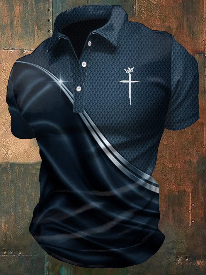Men's Casual Christian Print Polo Shirt