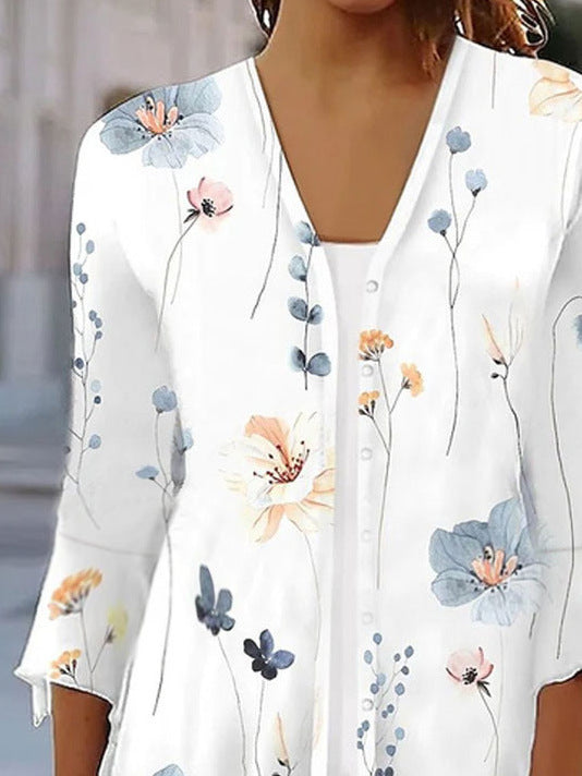 Women's Casual Fashion Printed Sleeve T-shirt