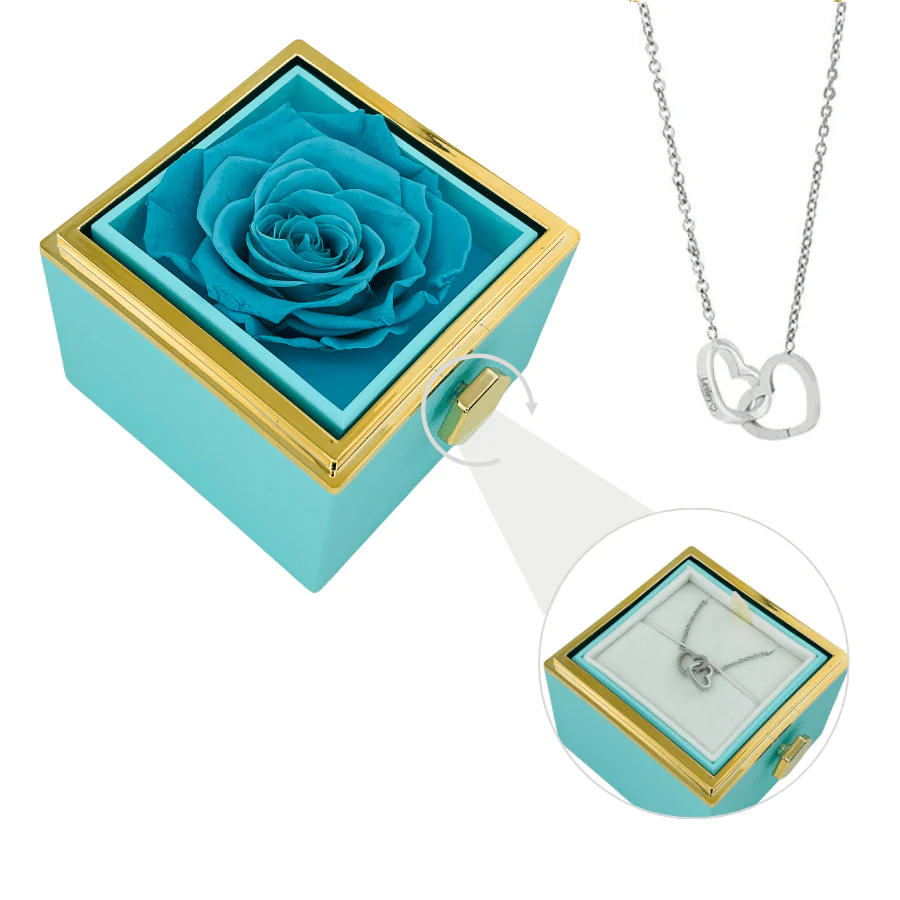 💥To Your Mom/Girlfriend/Daughte/Niece/Bestie - Love Hearts Necklace Customised With Rotatable Eternal Rose Box