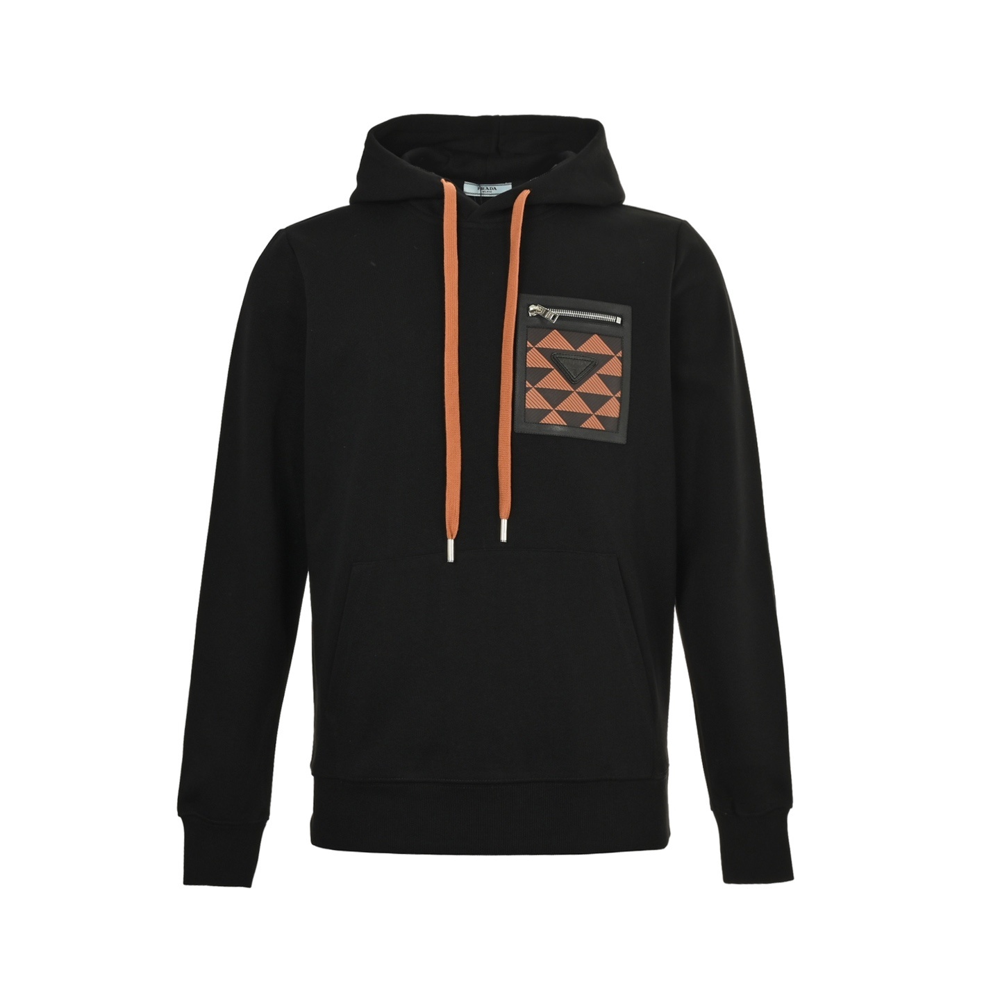 Prada 25Fw triangle logo zipper faux pocket hoodie