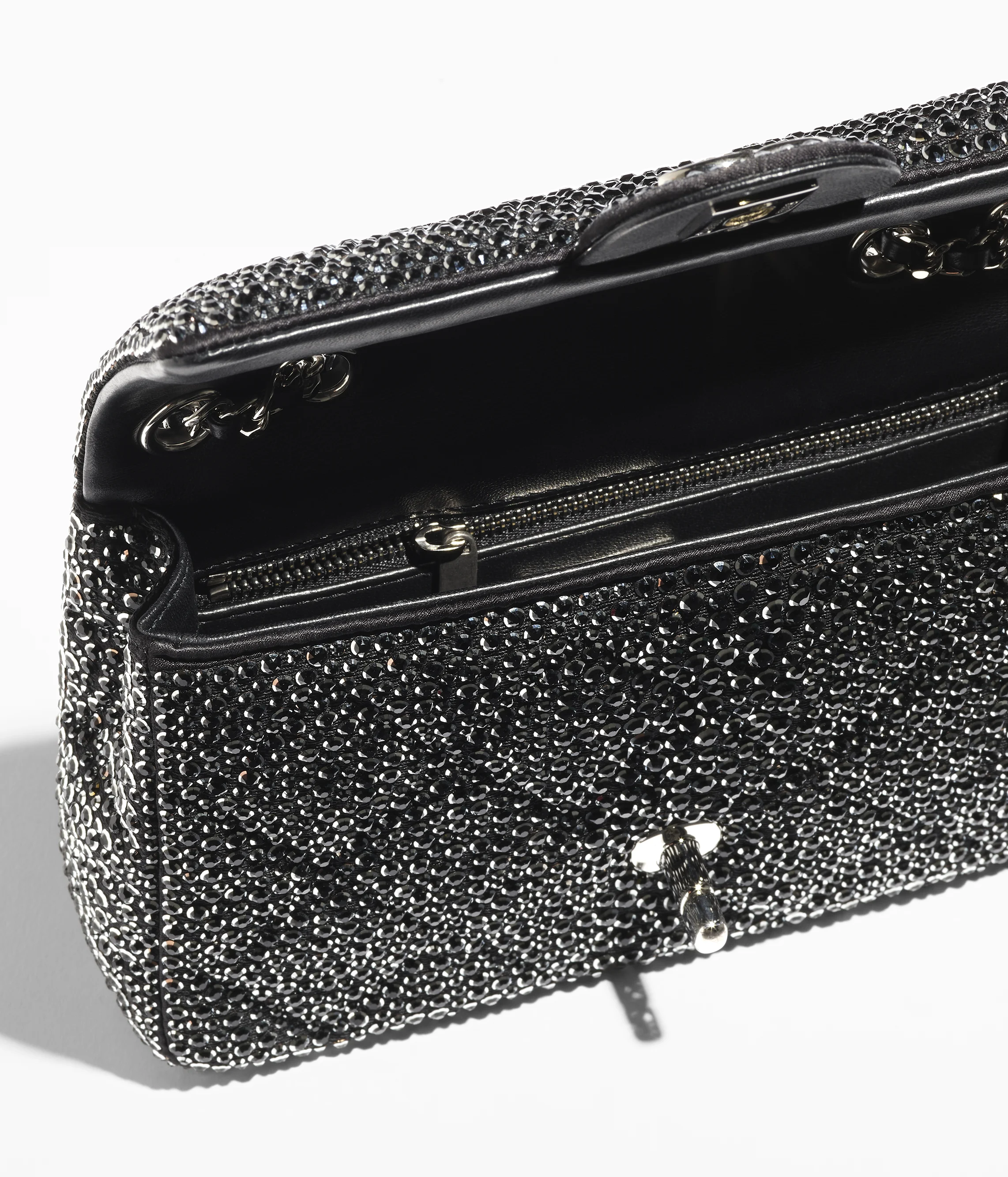 CHANEL Evening Bag Strass, Silver-Tone Metal Black AS4297-B18734-94305
