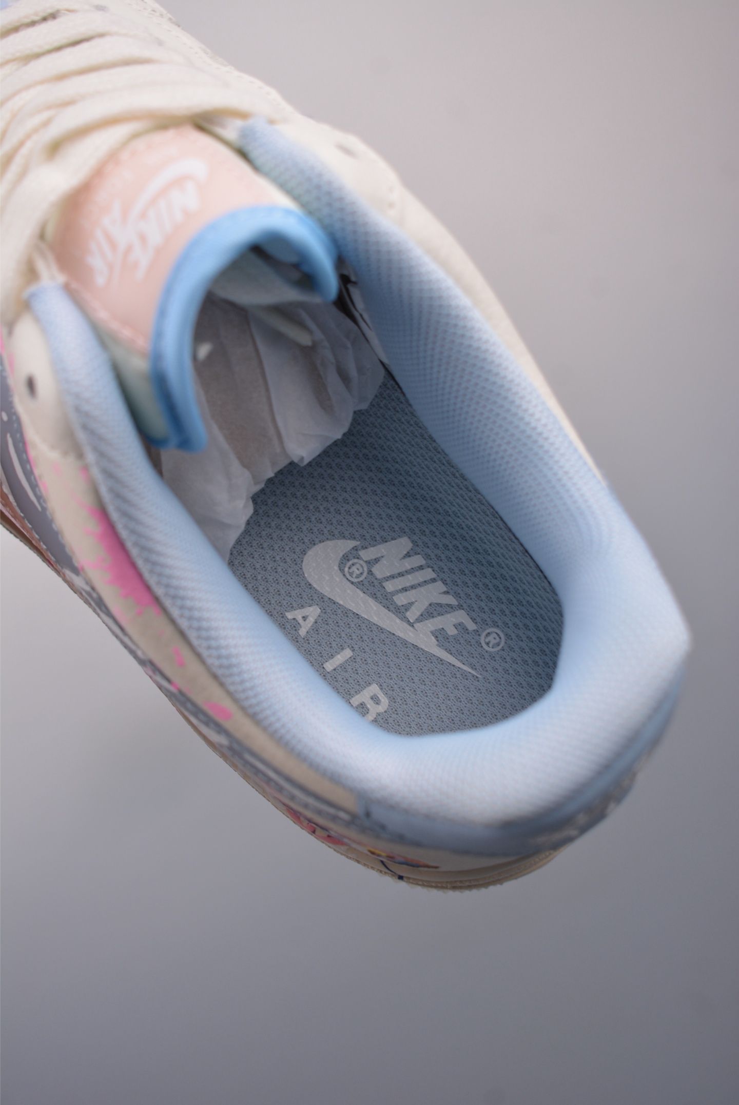 Nike Air Force 1 07 LV8 Low Sneakers Graffiti Blue Pink Heart CW1574-058