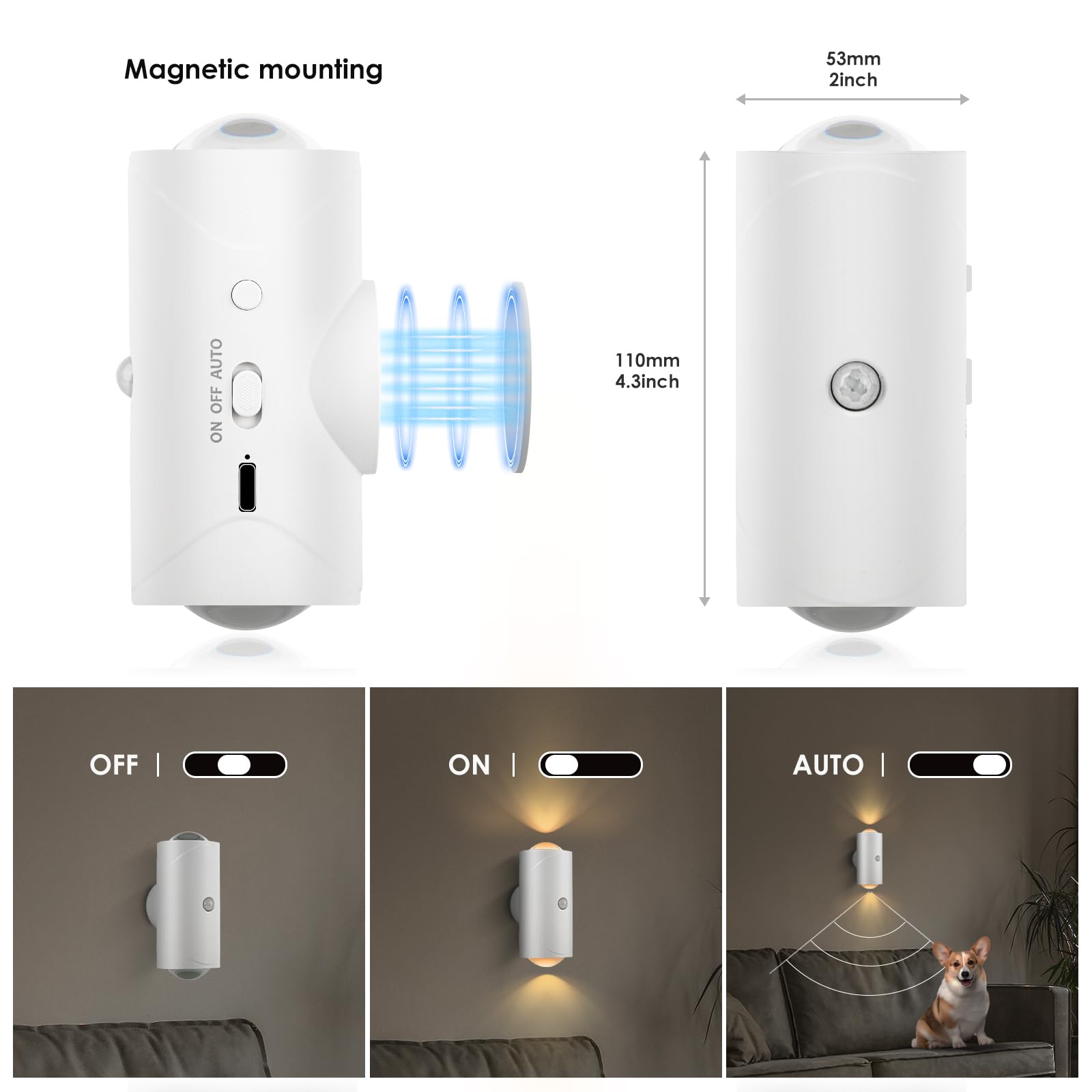 🔥USB Rechargeable LED Night Light with Move Sensor, RGB Gradient Ambient Light