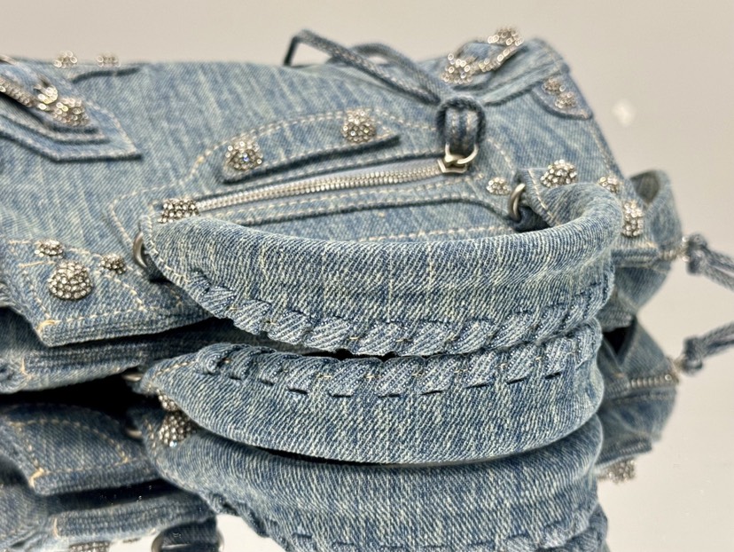 Balenciaga neo cagole denim blue motorcycle bag
